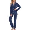 image:imageLeikar Button Down Pajamas for Women Soft Viscose Sleepwear Long Sleeve Pjs Set Maternity Nursing Postpartum LoungewearBlue White Heart
