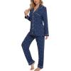 image:imageLeikar Button Down Pajamas for Women Soft Viscose Sleepwear Long Sleeve Pjs Set Maternity Nursing Postpartum LoungewearBlue White Heart