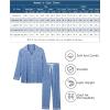 image:imageLeikar Button Down Pajamas for Women Soft Viscose Sleepwear Long Sleeve Pjs Set Maternity Nursing Postpartum LoungewearBlue White Stare