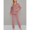 image:imageLeikar Button Down Pajamas for Women Soft Viscose Sleepwear Long Sleeve Pjs Set Maternity Nursing Postpartum LoungewearBrick Red