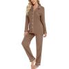 image:imageLeikar Button Down Pajamas for Women Soft Viscose Sleepwear Long Sleeve Pjs Set Maternity Nursing Postpartum LoungewearBrown