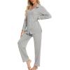image:imageLeikar Button Down Pajamas for Women Soft Viscose Sleepwear Long Sleeve Pjs Set Maternity Nursing Postpartum LoungewearGray