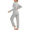 image:imageLeikar Button Down Pajamas for Women Soft Viscose Sleepwear Long Sleeve Pjs Set Maternity Nursing Postpartum LoungewearGray