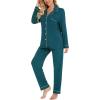 image:imageLeikar Button Down Pajamas for Women Soft Viscose Sleepwear Long Sleeve Pjs Set Maternity Nursing Postpartum LoungewearGreen