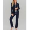 image:imageLeikar Button Down Pajamas for Women Soft Viscose Sleepwear Long Sleeve Pjs Set Maternity Nursing Postpartum LoungewearNavy Blue