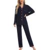 image:imageLeikar Button Down Pajamas for Women Soft Viscose Sleepwear Long Sleeve Pjs Set Maternity Nursing Postpartum LoungewearNavy Blue Pink Side