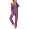 image:imageLeikar Button Down Pajamas for Women Soft Viscose Sleepwear Long Sleeve Pjs Set Maternity Nursing Postpartum LoungewearPurple