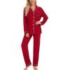 image:imageLeikar Button Down Pajamas for Women Soft Viscose Sleepwear Long Sleeve Pjs Set Maternity Nursing Postpartum LoungewearRed