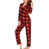 image:imageLeikar Button Down Pajamas for Women Soft Viscose Sleepwear Long Sleeve Pjs Set Maternity Nursing Postpartum LoungewearRed Plaid