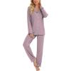 image:imageLeikar Button Down Pajamas for Women Soft Viscose Sleepwear Long Sleeve Pjs Set Maternity Nursing Postpartum LoungewearViolet