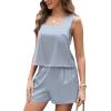 image:imageLeikar Cute Pajama Sets For Women 2 Piece Sleeveless Tank Top Pjs Summer Loungewear Set Light Blue Medium