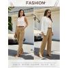 image:imageLeikar V Neck Blouses for Women Dressy Casual Top Sleeveless Camisole Silk Satin Tank Tops Work ShirtsApricot