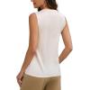 image:imageLeikar V Neck Blouses for Women Dressy Casual Top Sleeveless Camisole Silk Satin Tank Tops Work ShirtsApricot