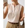 image:imageLeikar V Neck Blouses for Women Dressy Casual Top Sleeveless Camisole Silk Satin Tank Tops Work ShirtsApricot