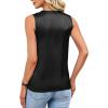 image:imageLeikar V Neck Blouses for Women Dressy Casual Top Sleeveless Camisole Silk Satin Tank Tops Work ShirtsBlack