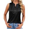 image:imageLeikar V Neck Blouses for Women Dressy Casual Top Sleeveless Camisole Silk Satin Tank Tops Work ShirtsBlack