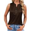 image:imageLeikar V Neck Blouses for Women Dressy Casual Top Sleeveless Camisole Silk Satin Tank Tops Work ShirtsBrown