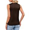 image:imageLeikar V Neck Blouses for Women Dressy Casual Top Sleeveless Camisole Silk Satin Tank Tops Work ShirtsBrown