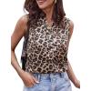 image:imageLeikar V Neck Blouses for Women Dressy Casual Top Sleeveless Camisole Silk Satin Tank Tops Work ShirtsLeopard
