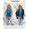 image:imageLeikar V Neck Blouses for Women Dressy Casual Top Sleeveless Camisole Silk Satin Tank Tops Work ShirtsTeal