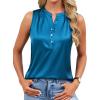 image:imageLeikar V Neck Blouses for Women Dressy Casual Top Sleeveless Camisole Silk Satin Tank Tops Work ShirtsTeal