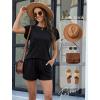 image:imageLeikar Womens Ruffle Sleeve Pajama Sets Soft Cotton Blend Pajamas Sets Sleepwear Shorts Lounge SetBlack