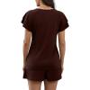 image:imageLeikar Womens Ruffle Sleeve Pajama Sets Soft Cotton Blend Pajamas Sets Sleepwear Shorts Lounge SetDark Coffee