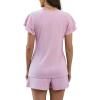 image:imageLeikar Womens Ruffle Sleeve Pajama Sets Soft Cotton Blend Pajamas Sets Sleepwear Shorts Lounge SetPink