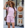 image:imageLeikar Womens Ruffle Sleeve Pajama Sets Soft Cotton Blend Pajamas Sets Sleepwear Shorts Lounge SetPink