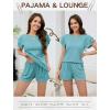 image:imageLeikar Womens Ruffle Sleeve Pajama Sets Soft Cotton Blend Pajamas Sets Sleepwear Shorts Lounge SetSage Green