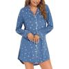 image:imageLeikar Button Down Nightgown for Women Long Sleeve Viscose Sleep Shirt Soft Boyfriend Nightshirt Maternity Nursing Pajamas for Breastfeeding Hospital Labor Delivery Postpartum