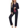 image:imageLeikar Button Down Pajamas for Women Soft Viscose Sleepwear Long Sleeve Pjs Set Maternity Nursing Postpartum LoungewearNavy Blue Pink Side