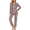 image:imageLeikar Button Down Pajamas for Women Soft Viscose Sleepwear Long Sleeve Pjs Set Maternity Nursing Postpartum LoungewearWhite Plaid