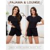 image:imageLeikar Womens Pajama Sets with Pockets Soft Cotton Blend Ruffle Sleeve Pajamas Shorts Set 2 Piece Sleepwear Lounge SetBlack
