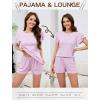 image:imageLeikar Womens Pajama Sets with Pockets Soft Cotton Blend Ruffle Sleeve Pajamas Shorts Set 2 Piece Sleepwear Lounge SetPink