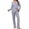 image:imageLeikar Button Down Pajamas for Women Soft Viscose Sleepwear Long Sleeve Pjs Set Nursing Postpartum LoungewearAthickened Blue