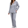 image:imageLeikar Button Down Pajamas for Women Soft Viscose Sleepwear Long Sleeve Pjs Set Nursing Postpartum LoungewearAthickened Gray