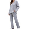 image:imageLeikar Button Down Pajamas for Women Soft Viscose Sleepwear Long Sleeve Pjs Set Nursing Postpartum LoungewearAthickened Gray
