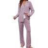 image:imageLeikar Button Down Pajamas for Women Soft Viscose Sleepwear Long Sleeve Pjs Set Nursing Postpartum LoungewearAthickened Pink