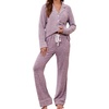 image:imageLeikar Button Down Pajamas for Women Soft Viscose Sleepwear Long Sleeve Pjs Set Nursing Postpartum LoungewearAthickened Pink