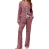 image:imageLeikar Button Down Pajamas for Women Soft Viscose Sleepwear Long Sleeve Pjs Set Nursing Postpartum LoungewearAthickened Red