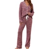 image:imageLeikar Button Down Pajamas for Women Soft Viscose Sleepwear Long Sleeve Pjs Set Nursing Postpartum LoungewearAthickened Red