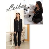 image:imageLeikar Button Down Pajamas for Women Soft Viscose Sleepwear Long Sleeve Pjs Set Nursing Postpartum LoungewearBlack