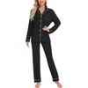 image:imageLeikar Button Down Pajamas for Women Soft Viscose Sleepwear Long Sleeve Pjs Set Nursing Postpartum LoungewearBlack