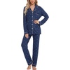 image:imageLeikar Button Down Pajamas for Women Soft Viscose Sleepwear Long Sleeve Pjs Set Nursing Postpartum LoungewearBlue White Heart