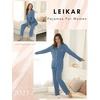 image:imageLeikar Button Down Pajamas for Women Soft Viscose Sleepwear Long Sleeve Pjs Set Nursing Postpartum LoungewearBlue White Stare