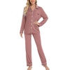 image:imageLeikar Button Down Pajamas for Women Soft Viscose Sleepwear Long Sleeve Pjs Set Nursing Postpartum LoungewearBrick Red
