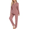 image:imageLeikar Button Down Pajamas for Women Soft Viscose Sleepwear Long Sleeve Pjs Set Nursing Postpartum LoungewearBrick Red
