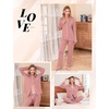 image:imageLeikar Button Down Pajamas for Women Soft Viscose Sleepwear Long Sleeve Pjs Set Nursing Postpartum LoungewearBrick Red