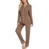 image:imageLeikar Button Down Pajamas for Women Soft Viscose Sleepwear Long Sleeve Pjs Set Nursing Postpartum LoungewearBrown